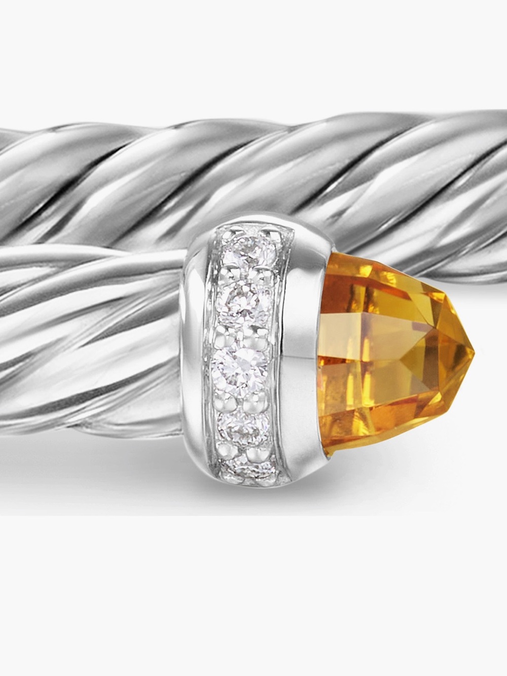 David Yurman Silver Cable Cuff Bracelet with yellow brown stones - Picture 2 of 7